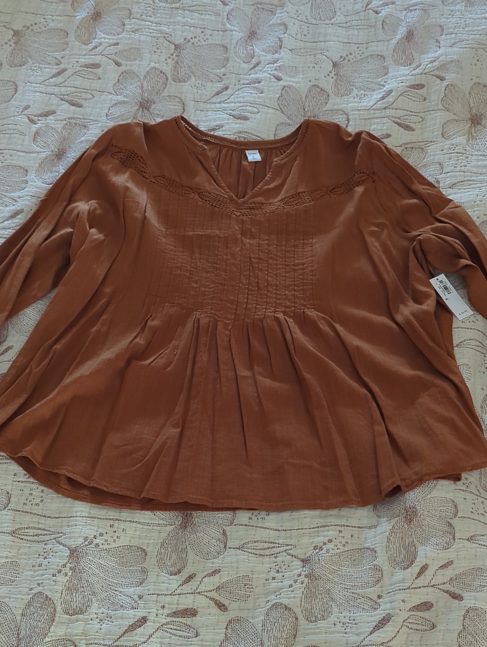 NWT Rust Cotton Peasant Top Old Navy